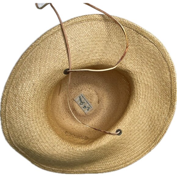 Vintage S.F. Green Panama Hat Woven in Ecuador Straw Leather Strap San Francisco - Picture 6 of 9